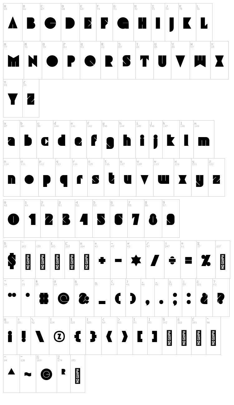 Grafika Type.3 font map